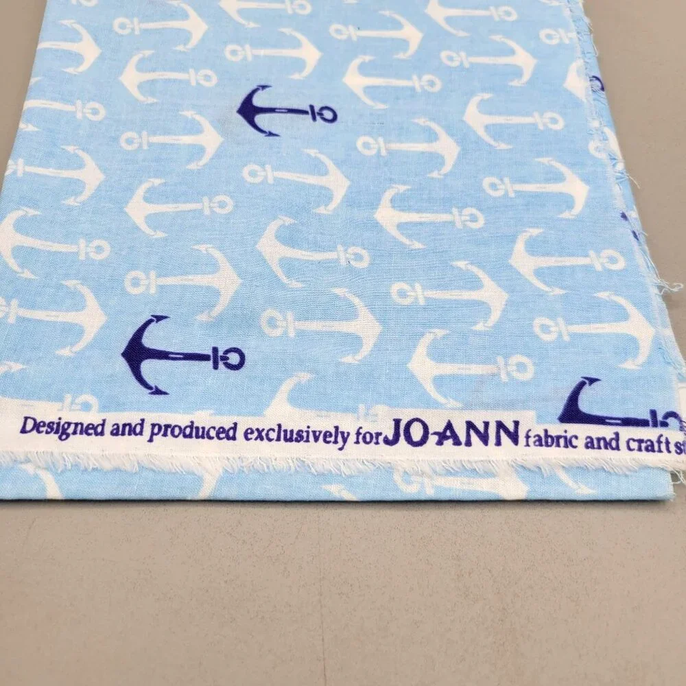 Anchor Print Cotton Fabric JoAnn Fabrics Lightweight Remnant Material 20 x 42